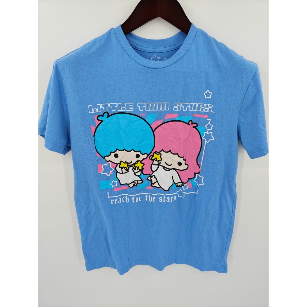 Sanrio Little Twin Stars Kiki Lala Blue Graphic T-Shirt Reach For The Stars Tee